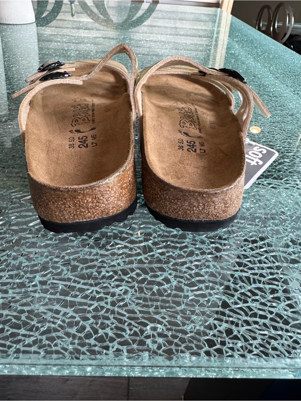 Birki’s Gold Strappy Comfort Footbed Sandals 38 - Picture 3 of 7